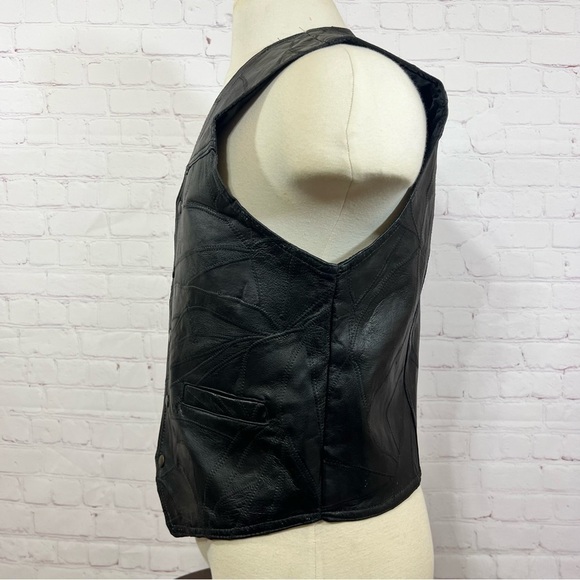 Navarre Leather Company Vintage Quilted Leather Vest in Black Medium 90s 80s - Picture 14 of 16